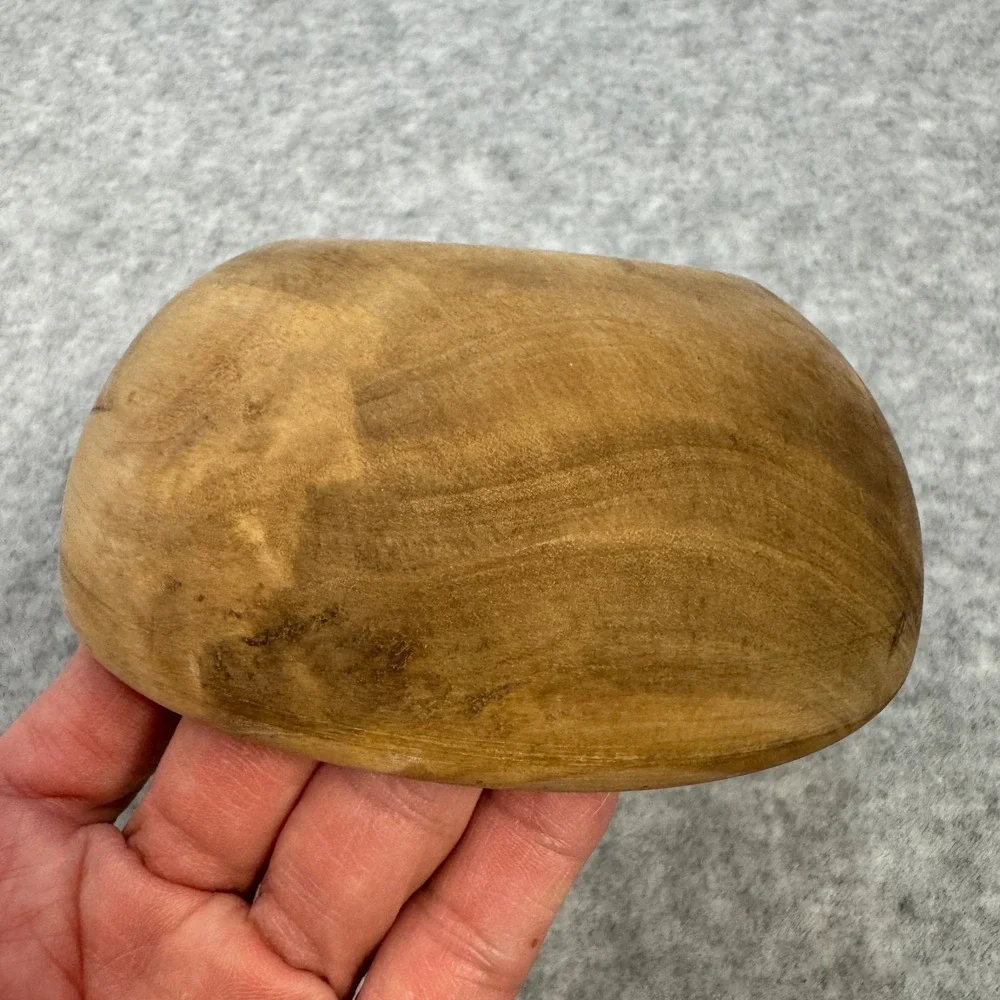 Handcrafted Olive Wood Round 4.5 in Small Rustic Trinket Snack Condiment Bowl
